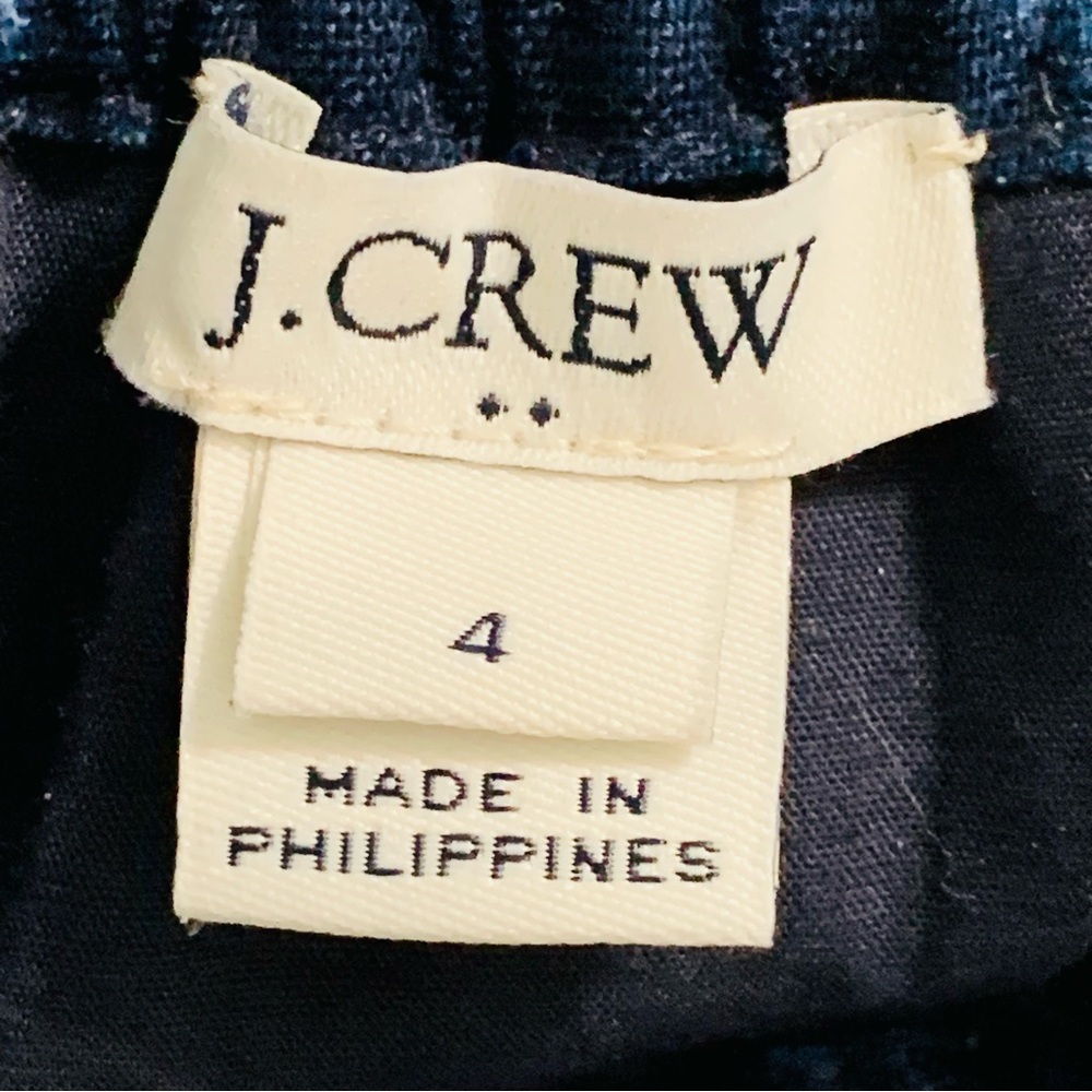 J Crew Ikat Printed Scalloped Sidewalk Skirt Size 4 Linen Blend Navy Blue - Picture 11 of 12